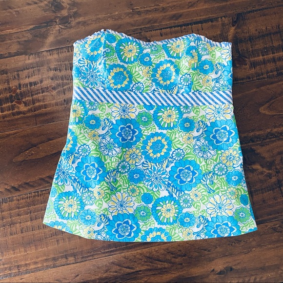 Lilly Pulitzer Strapless Top Hidden Zebra Floral 2 - Picture 4 of 12